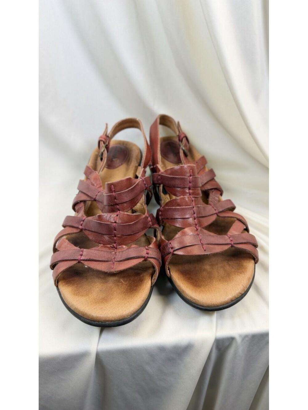 Clarks Lexi Leather Sandals Slingback Block Heel Red 8M Classic Sturdy